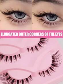 5 Pairs Natural Foxy Eye Fiber Invisible Band Comfortable Lightweight Curly False Eyelashes, Foxy Eye Tail Extension Reusable Eyelashes For Travel Wear - Xem 2