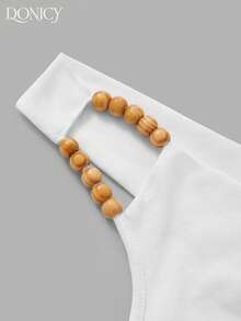 DONICY Women's White Crop Tank Top, Casual Sleeveless Round Neck Shirt With Draped Front, Soft Knit Summer Top - White - View 3