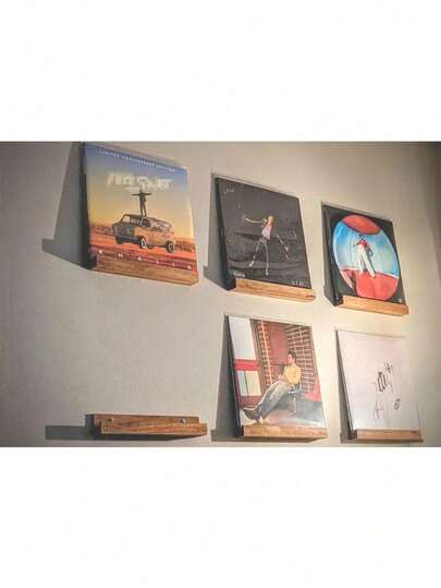 Wooden Wall-Mounted Record Display Rack, Suitable For Bedroom And Living Room Decor, Wall-Mounted Record Storage Rack (This Display Rack Does Not Include Any Records)