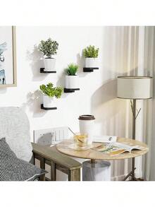 4pcs Mini Floating Shelves, Wall Mounted Tiny Storage Organizer Racks, Corner Shelves, Hanging Storage Racks, Suitable For Home Decor, Bedroom, Living Room, Bathroom, Kitchen, Autumn Home Decor, Room Decoration - Black - View 6