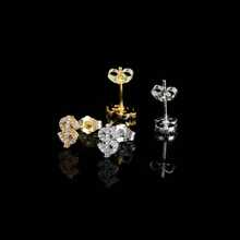 1对新款嘻哈耳环，铜镀层氧化锆美元符号耳钉，简约个性化 - 個性耳環 - 查看 1