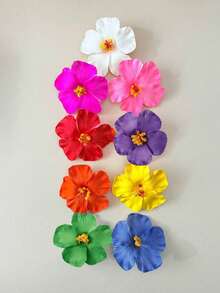 9 Pieces Of Hawaiian Flower Hairpins In Random Colors, Women's Artificial Flower Hairpins, Suitable For Holiday Beach Parties, Summer Tropical Floral Hair Accessories, Girls' Holiday Gifts, Flat Claw Clips, Hair Slides, Hair Claws, Head Accessories - View 17