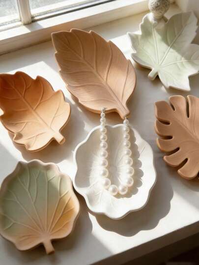 1pc Leaf Gypsum Tray Coaster Mold Easy Demolding For Epoxy Resin Concrete DIY Craft Jewelry Storage Home Decor Silicone Mold