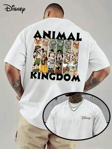 Disney Animal Kingdom T-Shirt, Mickey & Friends Safari Graphic Tee, Retro Jungle Balloon Print, Oversized Casual Cotton Top, Perfect For Theme Park Trips & Disney Fans - 白色 - 查看 1