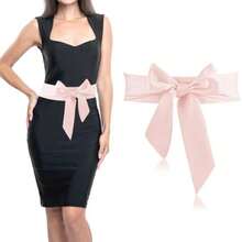 Dr Sash Belt For Women Bridal Satin Waist Belts Ladies Ribbon Bow Accory For Wedding Bridesmaid Bridal Belt - 粉色 - 查看 8