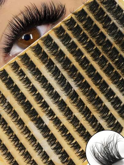 156pcs High Capacity 0.07mm D-Curl DIY Lash Clusters, 8-16mm Mixed Length Thick Curly Fluffy Soft Clusters, More Stable Band For Long-Lasting Wear, Quality Material, Lightweight & Comfortable, Suitable For Beginners, Reusable, Essential For Travel & Makeup, Valentine's Day Gift For Ladies, Perfect For Dramatic Makeup, Dates & Parties, Great Gift For Women & Beauty Enthusiasts