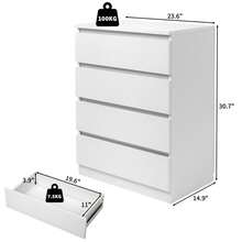 Modern Wood Simple 4-Drawer Dresser White - White - View 11