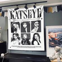 1件韩国K-pop乐队K-Katseye波西米亚风挂毯，波西米亚风格墙面挂毯，曼陀罗图案，可爱风格房间装饰 - 彩色 - 查看 4