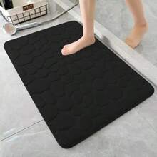 1pc Memory Foam Bath Mat - Embossed Cobblestone Velvet Bathroom Rug, Anti-Slip & Absorbent Quick-Dry Floor Pad For Kitchen, Laundry Room, Bedroom Decor, Machine Washable - Random Color - View 3