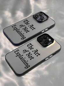 Minimalist Dark Style English Slogan Phone Case, Matte Gray Frosted Material, Smooth Texture, Enhancing Premium And Modern Feel; Thickened Silicone Protective Ring Around Camera Module, Precisely Fit Camera Bump, Compatible With Iphone/ Galaxy/ / / // /Honor - Multicolor - View 5
