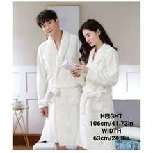 1件男女通用纯色浴袍，酒店浴袍，可作毛巾、浴袍使用，翻领设计，多种颜色可选，适合居家、酒店、浴室、派对、游泳池、野餐等各种场合，四季皆宜，可作浴室装饰、礼品、浴袍、浴室配件，也适合情人节、母亲节、父亲节等节日。 - 珊瑚絨浴袍 - 查看 2