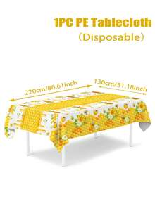 1pc Yellow Bee Disposable Tablecloth, Suitable For Spring Party, Birthday Party Decoration, Baby Shower Decor, Yellow Bee Spring Theme Party Table Decor, Gender Reveal Decorative Tablecloth, Party Supplies, Newborn Baby Girl Party Decor, Spring Decoration, Nursery Decor, Home Decor, Spring Gift, Party Favors - Bee - View 8