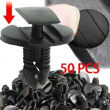 50pcs Universal Car Plastic Rivets Clips, Black Fasteners For Bumper, Fender, Trim, Durable Replacement Parts - 50Pcs Press-fit Buckle - View 11