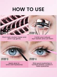 Waterproof Long-Lasting Eyelash Glue DIY Eyelash Extension Kit, Strong Fixing For Cluster & Individual Lashes, Non-Smudge & Non-Clumping, Suitable For Beginners - Multicolor - View 2