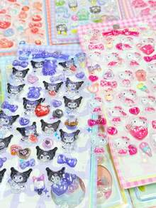 Pegatinas de gato de dibujos animados lindos - Pegatinas de material PVC resistente al agua y duradero, adecuadas para botellas de agua, cuadernos, teléfonos, monopatines, guitarras, equipaje, álbumes de fotos y cascos | Diseño de gato optimista - Multicolor - Ver 8