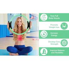 Pilates Ring Set – 14-Inch Anti-Deformation Magic Ring With Soft Handle, Mini Ball, 5 Resistance Bands, User Guide, Home Pilates Equipment - Mint Green - View 10