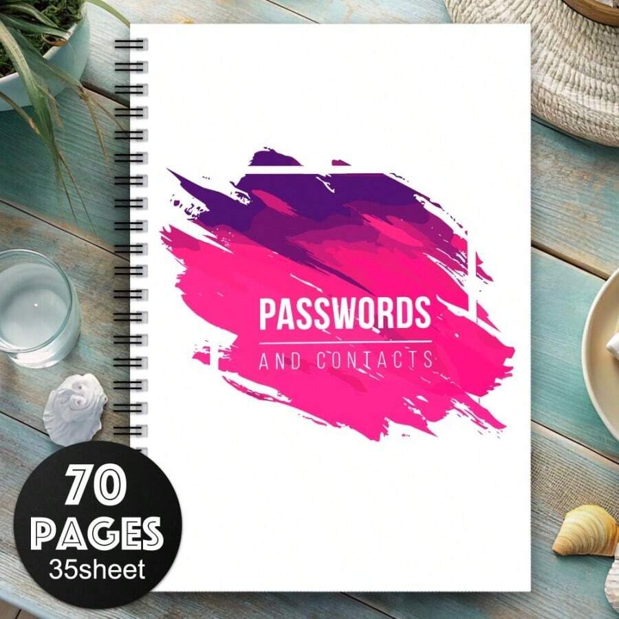 1 pieza Cuaderno de contraseñas en espiral, cuaderno de planificador con contraseña en espiral para inicio de sesión en Internet y computadora, sitio web, nombre de usuario, contraseña, guardador de contraseñas para el hogar u oficina, suministros de manualidades y scrapbook - A5 - Ver 1