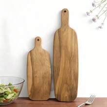 1 pieza Bandeja de madera de acacia, bandeja de cocina de madera con asas, tabla de cortar rectangular creativa, utilizada para carne, verduras, frutas, pan, alimentos - tabla de queso de madera, para entretenimiento en el hogar, decoración rústica del hogar, bandeja de madera maciza, accesorios de cocina, plato para sostener alimentos cocidos para chefs y restaurantes del hogar, plato de cena de madera adecuado para nuevos hogares, Pascua, temporada de regreso a la escuela, regalo de boda - Marrón madera - Ver 9