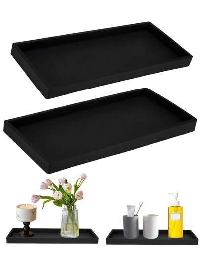 Bathroom Vanity Tray - 2 Packs, Silicone Soap Dish For Kitchen Countertop, Bathroom Counter Tray For Soap Dispenser Perfume Jewelry Accessories