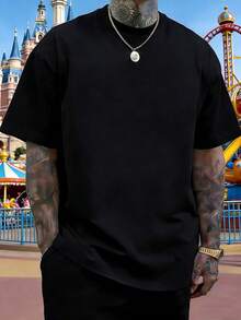 Disney Mickey Mouse Magic Hat, Balloon, And Magic Book Pattern Men's T-Shirt, Casual Loose Short-Sleeved T-Shirt, Unisex, Comfortable Pure Cotton Breathable T-Shirt, Suitable For Daily Commuting, Outings, Vacations, Parties, And Festivals Men Clothes. - Black - View 2