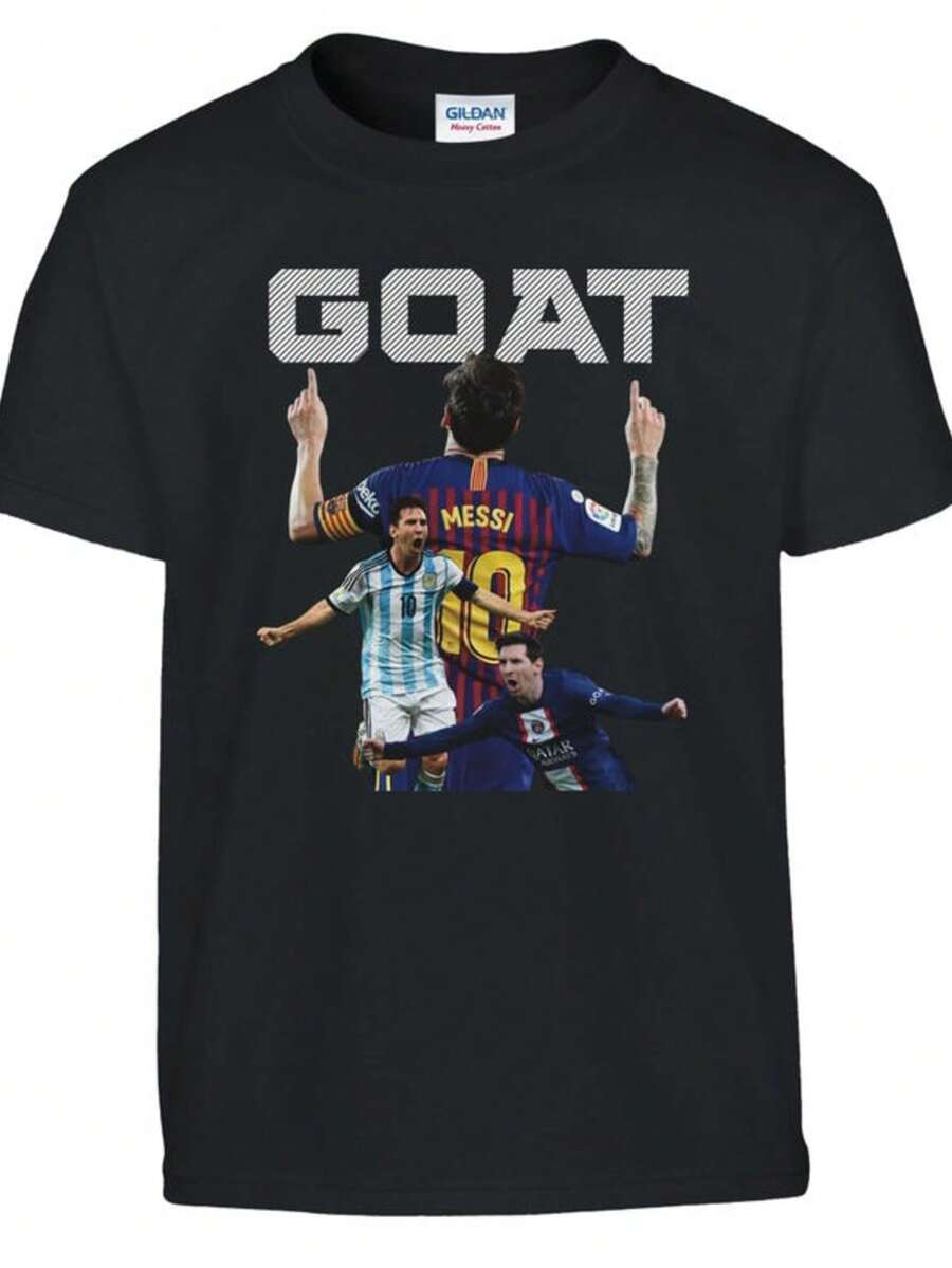 Lionel M Essi Kids T-Shirt _ GOAT Soccer Legend Tee - 黑色 - 查看 1