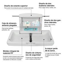 Cambiador De Pañales Horizontal Bebe Plegable Pared Comercia Blanco Mesa De Cuidado Del Bebé - Gris Claro - Ver 9