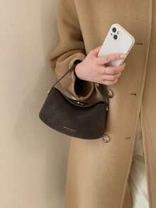 极简主义女士手提包，韩版时尚单肩包，新款休闲斜挎包 - 咖啡 - 查看 9