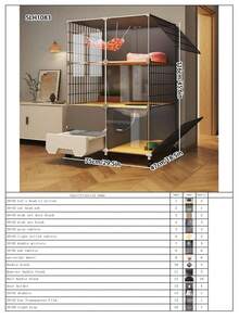 Multi-Layer Transparent Cat Cage With Drawer Litter Box, Easy To Clean Detachable Assembly Cat Villa House - Multicolor - View 14