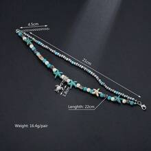 Blue Starfish Anklet Women Multilayer Charm Beads Sea Handmade Boho Anklet Foot Jewelry - Style 06 - View 7