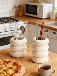 1 pieza/Set Estante de almacenamiento de utensilios de cocina estilo bohemio, lindo recipiente ondulado para encimera, organizador de cocina moderno y ahorrador de espacio, recipiente decorativo duradero, perfecto para almacenamiento y exhibición elegante en la cocina moderna - Multicolor - Ver 12