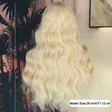 13x4 Inch Curly Wavy Golden & Platinum Blonde Lace Front Wig, Women Cosplay Synthetic Heat Resistant Replacement Wig With Middle Part Wavy Style, 71.12cm - Gold - View 5