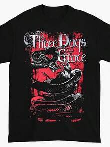 Three-Day Grace Band Tour Fan Gift T-Shirt, All Sizes S-4XL, Unisex Fitness Wear, Printed T-Shirt, Anime T-Shirt, Women's Top, Women's Football Jersey, 2026 Retro Cute Style. - 黑色 - 查看 1