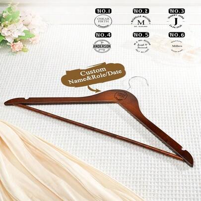 1pc Custom Name And Role Hanger, Custom Wedding Style Hanger With Name And Role, Custom Wedding Hanger, Personalized Name And Role Hanger, Personalized Hanger, Wedding Hanger For Groomsman, Groom Suit Hanger, Bridesmaid Proposal, Wedding Dress Hanger, Best Man Gifts, Wedding Decor, Wooden Hanger, Ideal For Anniversaries, Wedding Gift, Best Gift For Couples, Besties, Girlfriend, Boyfriend, Colleagues, Gift For Him/Her