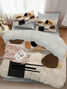 2/3pcs Modern Minimalist Duvet Cover Set (1pc Duvet Cover + 1/2pcs Pillowcase, No Insert), Geometric Dot & Line Pattern Bedding Set, Suitable For All Seasons - Multicolor - View 7