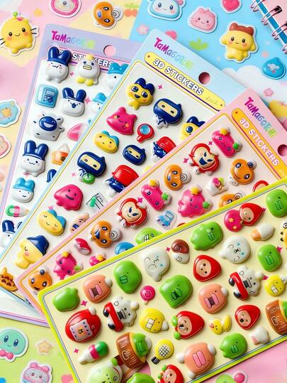 High Quality 3D Cute Stickers, Interesting Shiny Embossed Decals, Dimensional Fun Japanese Anime Stickers With Sturdy, Self-Adhesive Waterproof Non-Sticky Decorative Stickers