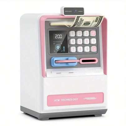 Alcancía ATM para niños realista, hucha inteligente con contraseña de dibujos animados, caja creativa para monedas con contraseña, juguete de regalo de cumpleaños para niños de jardín de infancia, caja fuerte con contraseña