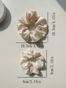16条/套 女士纯色发圈，高弹力发绳，柔软缎面发饰，多功能休闲马尾辫发圈，家居卧室装饰发绳 - 彩色 - 查看 4