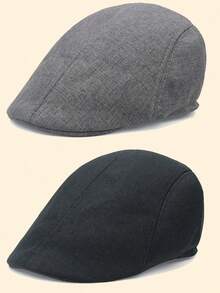 1/2/3pcs Men's Solid Color Adjustable Beret Hat, Fashion Outdoor Casual Hat Suitable For Autumn/Winter Street, Business, Gatherings - Multicolor - View 13