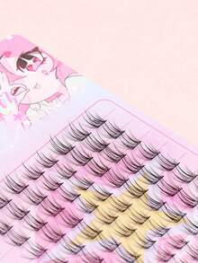 80片/套假睫毛，柔软蓬松，8-12毫米混合长度，打造灵动双眸，自然过渡长度，C型卷翘，无需眼线，多功能化妆工具，深受韩国、日本和欧洲女孩喜爱 - C - 查看 2