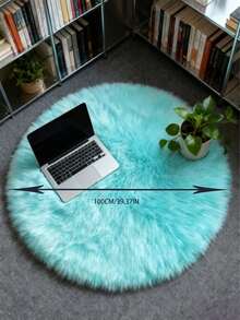 1件装蓬松圆形地毯，毛绒地毯，装饰地毯，长绒圆形地毯，白色、浅灰色、浅粉色、浅蓝色、浅黄色、黑色、紫色、玫瑰红、白底灰边圆形地毯，温暖冬季装饰，浴室厨房装饰，圣诞装饰，厨房地毯 - 彩色 - 查看 50