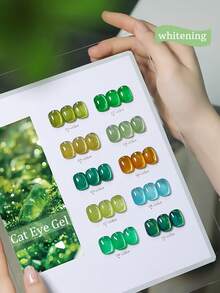 10毫升高级美白绿色系列玻璃珠森林绿猫眼凝胶指甲油，2026春夏新款闪亮绿色玻璃珠猫眼美甲用品 - 彩色 - 查看 20