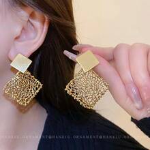 Unique And Exaggerated Geometric Round Earrings, Fashionable And Luxurious Ear Accessories - E4275金方 - 查看 7