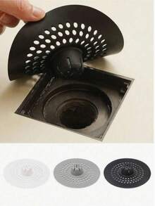 1pc Silicone Drain Plug, Suitable For Bathroom, Kitchen, Bathtub, Sink To Prevent Hair And Debris Clogging - Multicolor - View 2