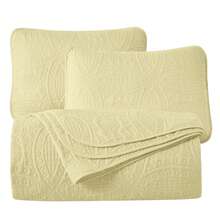 Austin Oversized Bedspread Set 3-Piece Ultrasonic Quilted Soft Lightweight Microfiber Coverlet For All Season - Yellow - View 6