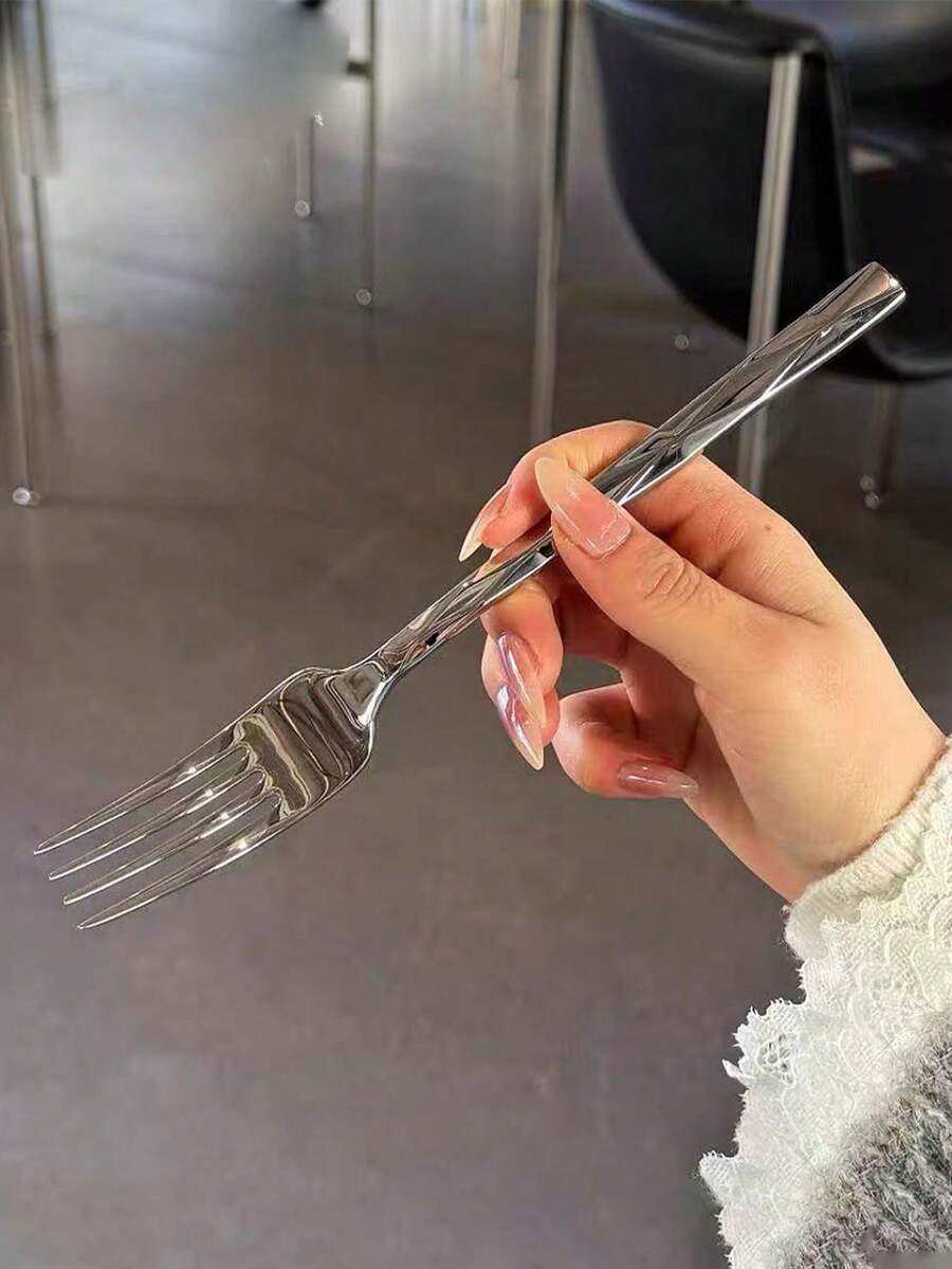 菱形不锈钢刀叉，西式牛排餐具，法式家用餐具 - 銀色 - 查看 1