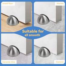 Floor Mounted Door Stops Stainless Steel Door Stoppers For Floor Floor Door Stop Mounted Half Moon With Screws For Hard Floor Concrete Floor Silver 1 Pcs - Silver 1 Pcs - View 5