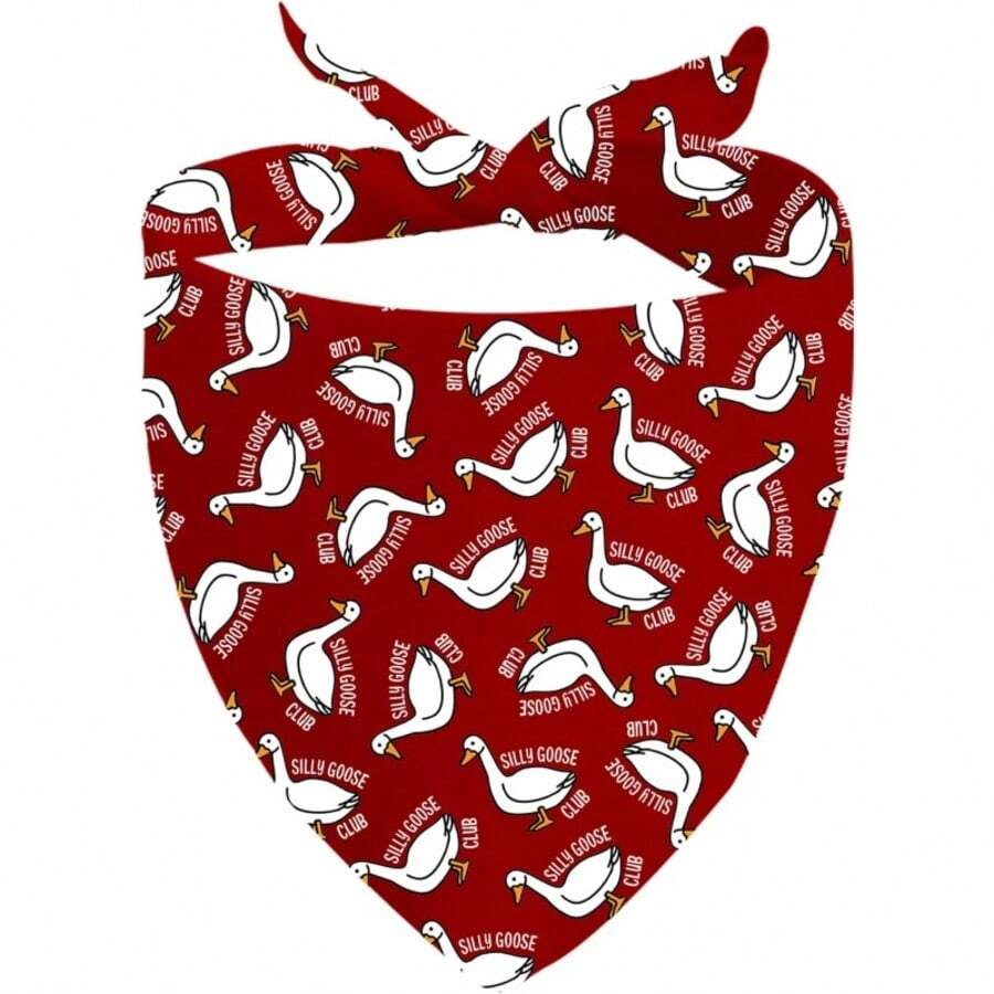 1条24.8英寸x11英寸趣味鹅三角狗围巾，鹅鸭图案，鹅爱好者狗狗围巾，宠物新奇配饰，完美派对/节日拍照道具，送给小狗爱好者的幽默礼物 - 彩色 - 查看 1