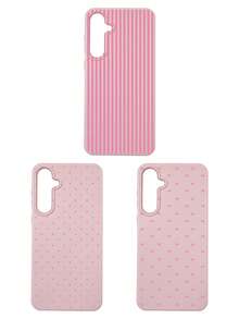 3pcs Set Soft Faux Leather Texture Bowknot/Stripe/Polka Dot Phone Case, Cute Girly Aesthetic Design, Shock-Resistant Protective Cover Compatible With IPhone & Galaxy - Multicolor - View 59