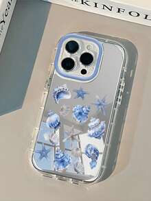 1 Stück Blau Muschel & Seestern Handy Hülle, PC Hartschale 1,5 mm 2-in-1 Rundum-Schutz Airbag Stoßfest mit kreativem perforiertem erhöhtem Kamerarahmen, tägliches Geschenk für Freunde & Freundinnen, geeignet für iPhone 17/17Pro/AIR/17PROMAX/16/16Pro/16PLUS/16PROMAX/15/11/12/13/14/16E/15Pro/14Pro/13Pro/12Pro/11Pro/15PROMAX/14PROMAX/13PROMAX/12PROMAX/11PROMAX - Verschiedenfarbig - Übersicht 1