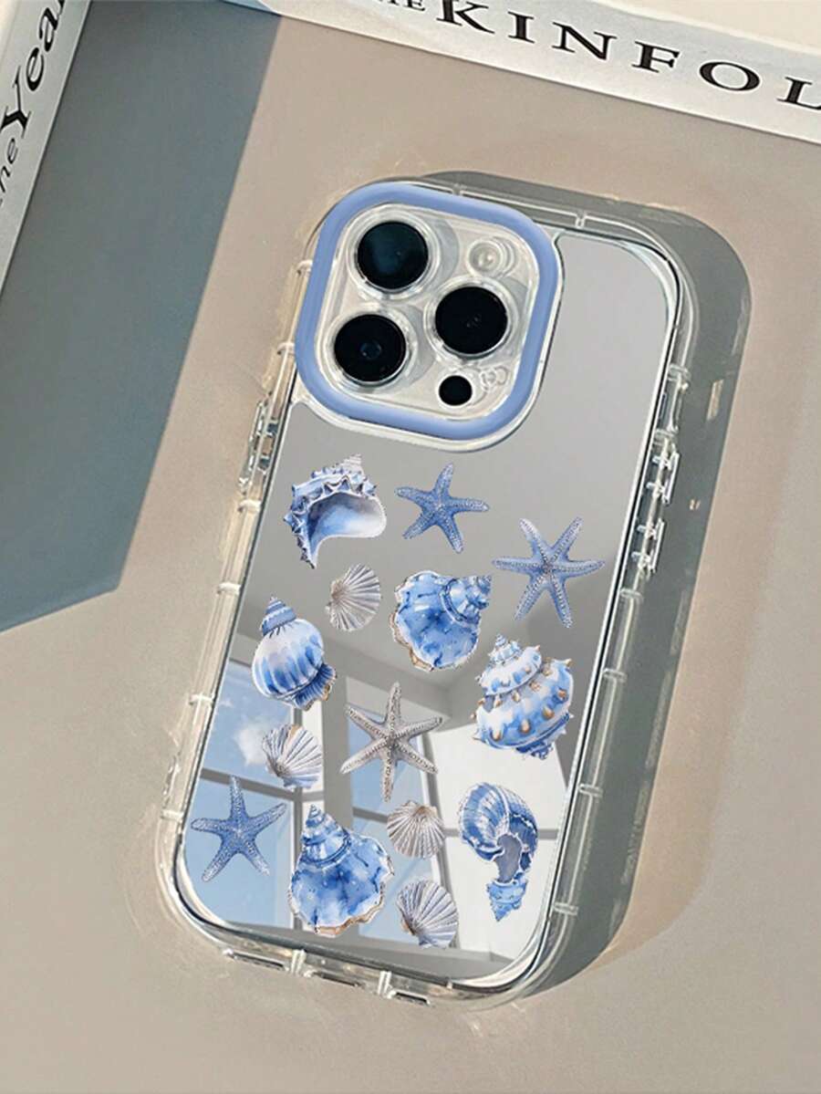1 Stück Blau Muschel & Seestern Handy Hülle, PC Hartschale 1,5 mm 2-in-1 Rundum-Schutz Airbag Stoßfest mit kreativem perforiertem erhöhtem Kamerarahmen, tägliches Geschenk für Freunde & Freundinnen, geeignet für iPhone 17/17Pro/AIR/17PROMAX/16/16Pro/16PLUS/16PROMAX/15/11/12/13/14/16E/15Pro/14Pro/13Pro/12Pro/11Pro/15PROMAX/14PROMAX/13PROMAX/12PROMAX/11PROMAX - Verschiedenfarbig - Übersicht 1
